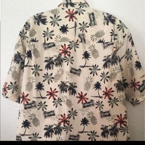 Tropical mens button up shirt palms and pineapple